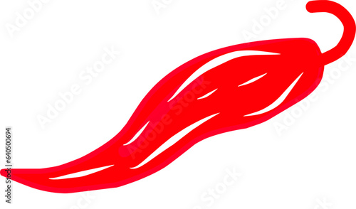 Illustration of single red hot chili pepper isolated on white background.