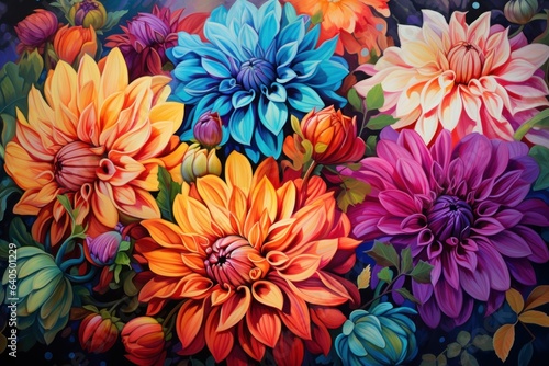 Floral Symphony  A Burst of Vibrant and Colorful Flowers in Harmony 