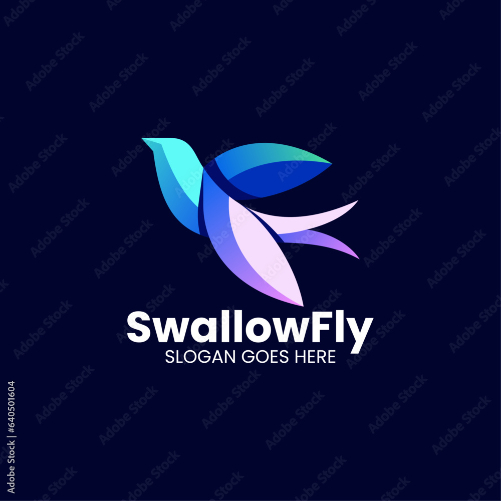 Obraz premium Vector Logo Illustration Swallow Fly Gradient Colorful Style