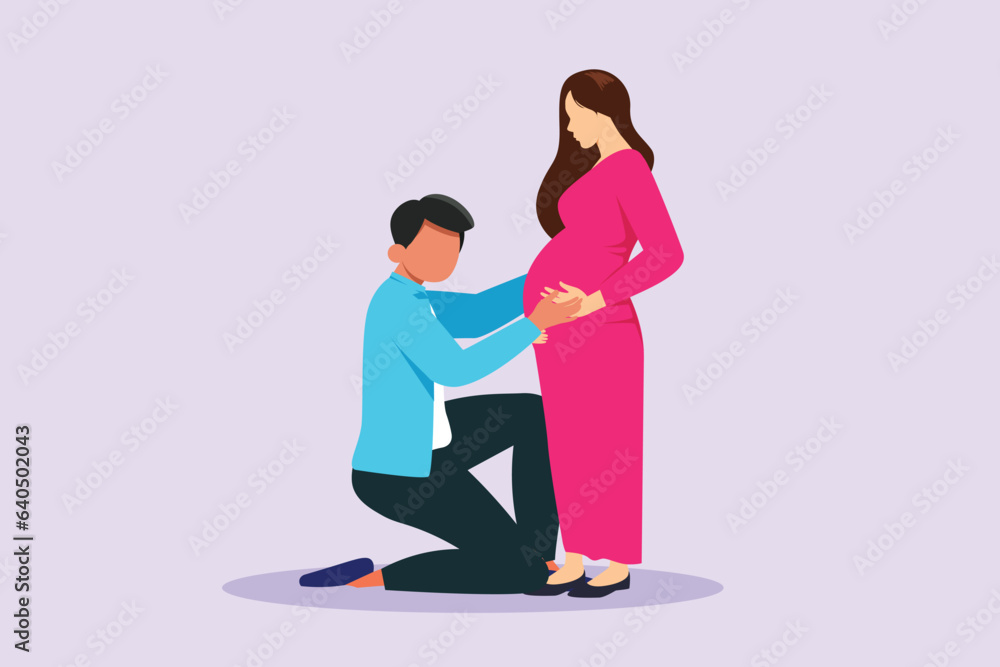 Parents with babies. Family maternity concept. Colored flat vector illustration isolated. 