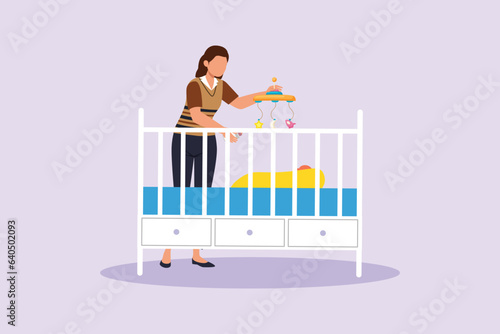 Parents with babies. Family maternity concept. Colored flat vector illustration isolated. 