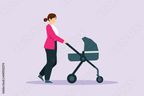 Parents with babies. Family maternity concept. Colored flat vector illustration isolated. 