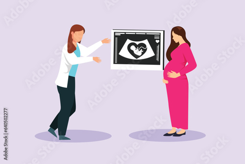 Parents with babies. Family maternity concept. Colored flat vector illustration isolated. 