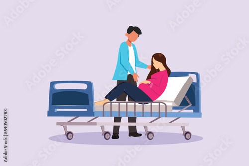 Parents with babies. Family maternity concept. Colored flat vector illustration isolated. 