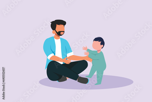 Parents with babies. Family maternity concept. Colored flat vector illustration isolated. 