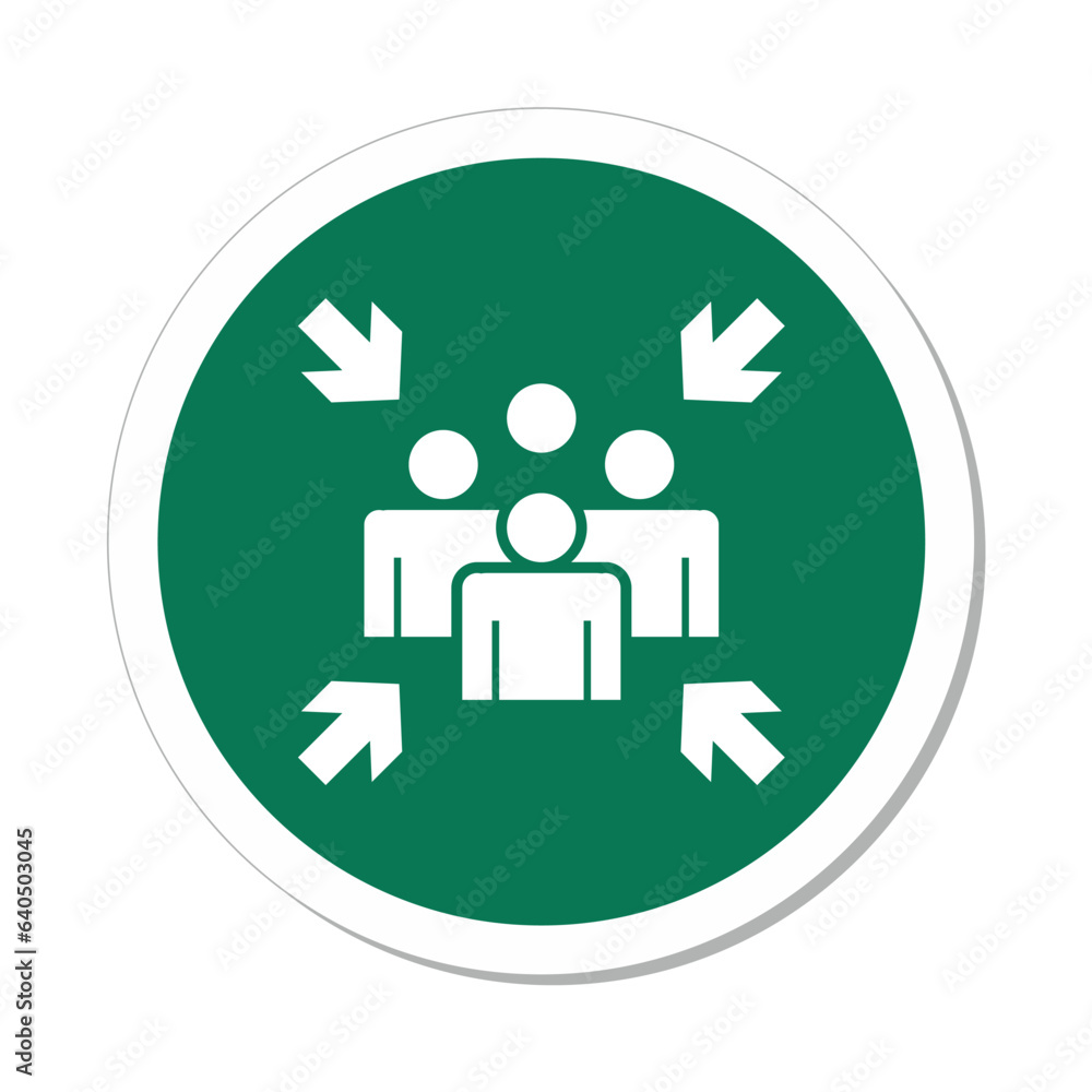 ISO Circle Sign: Evacuation Assembly Point Symbol ISO Circle Sign: Evacuation Assembly Point Symbol