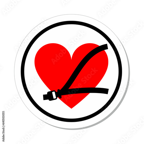 ISO Circle Sign: Buckle Up with Heart and Seat Belt Symbol
