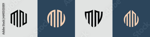 Creative simple Initial Letters MN Logo Designs Bundle.