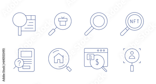 Search icons. Editable stroke. Containing magnifying glass, search, paid search.