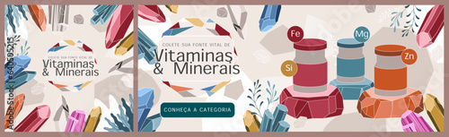 vitaminas e minerais vector flat photo