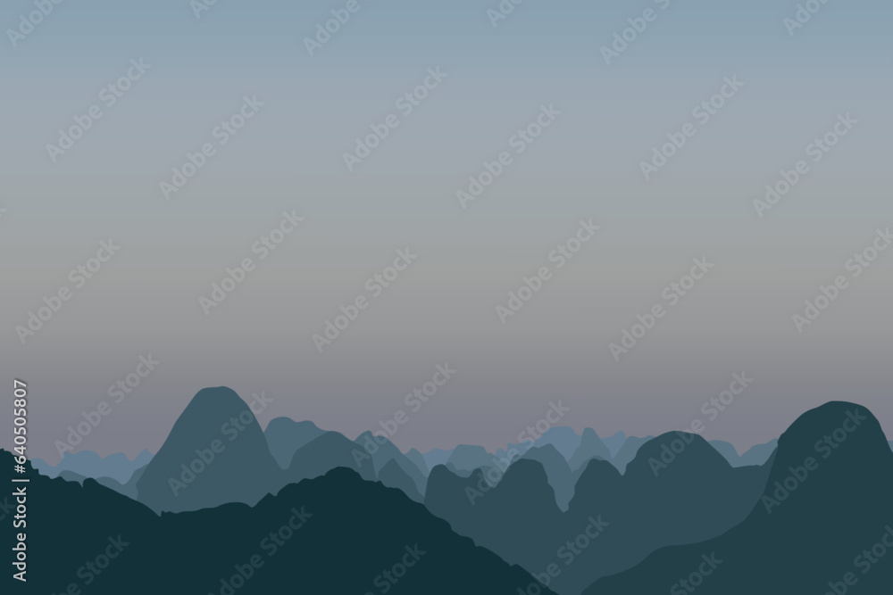 Landscape with mountains. Vector illustration in flat style.