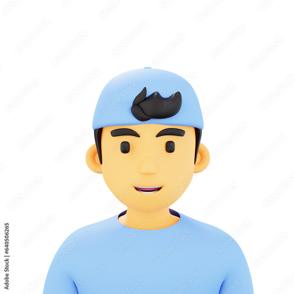 3D Blue Boy Cap Avatar Illustration 3D Blue Boy Cap Avatar Illustration