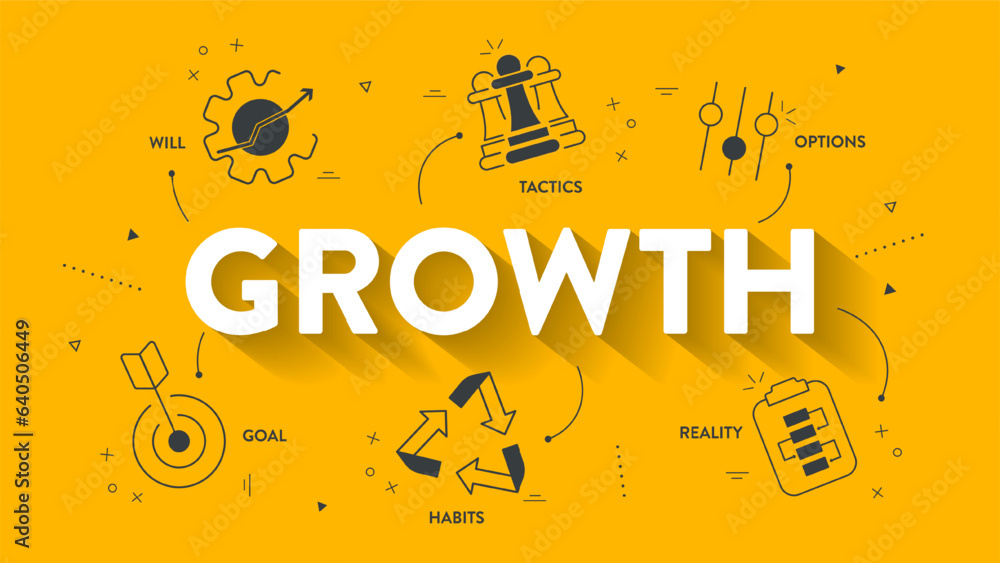 Growth coaching model framework infographic diagram with icon vector