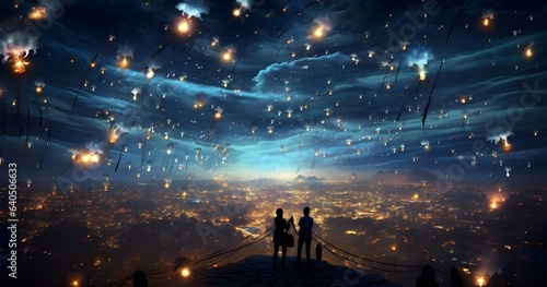 Diwali night sky crackers lights most beautiful Generative AI