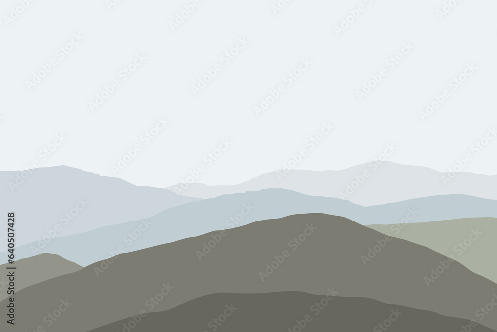 Landscape with mountains. Vector illustration in flat style.