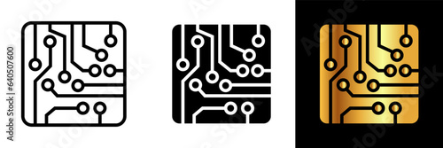 Electronic Circuit Icon, an icon representing an electronic circuit, symbolizing connectivity, technological innovation, and the intricate networks of electronic components powering modern devices.