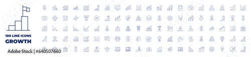 100 icons Growth collection. Thin line icon. Editable stroke.