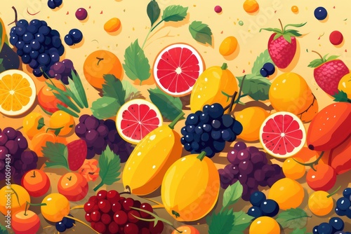 multicolored background with stylized juicy fruits  ai tools generated image