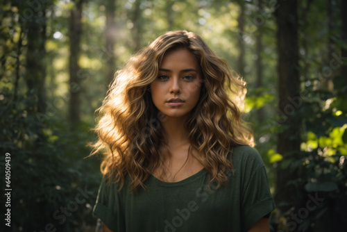 Portrait of a pretty young woman in the forest