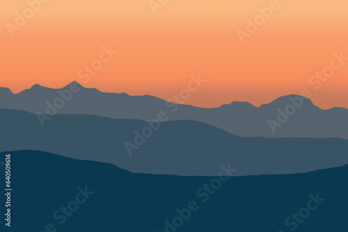 Landscape with mountains. Vector illustration in flat style.