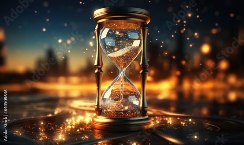 hourglass with abstract bokeh light background © kimly
