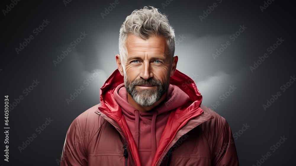 Fototapeta premium Handsome man with beard facing the camera. Made with Generative AI.