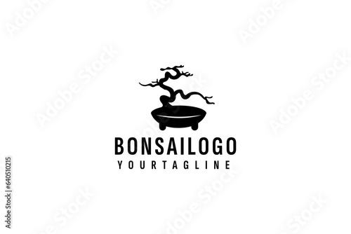 Bonsai logo vector icon illustration