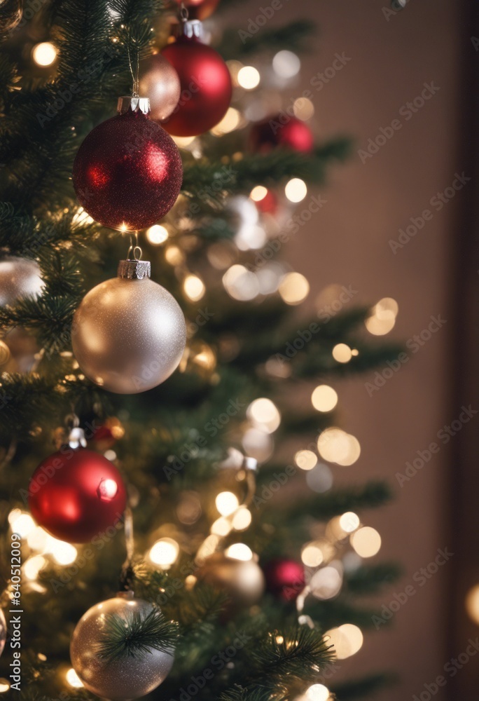 Merry Christmas Poster With Christmas Tree Ornaments
