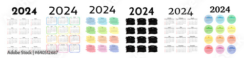 Calendar for 2024 isolated on a white background