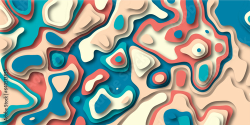 Wallpaper Mural Multicolor abstract papercut background. Modern background with fluid and organic shapes. Abstract light and color full wavy shapes paper cut background. Multicolor waves concept for banner. Torontodigital.ca