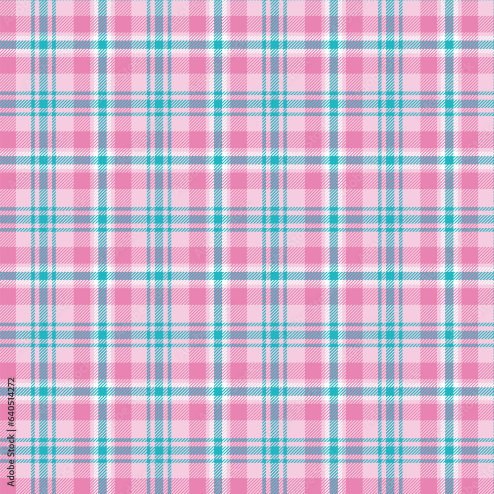 Seamless plaid and checkered patterns in pink turquoise and white for textile baby and kid's design. Tartan plaid pattern graphic background for a fabric print. Vector illustration. Seamless plaid and checkered patterns in pink turquoise and white for textile baby and kid's design. Tartan plaid pattern graphic background for a fabric print. Vector illustration.