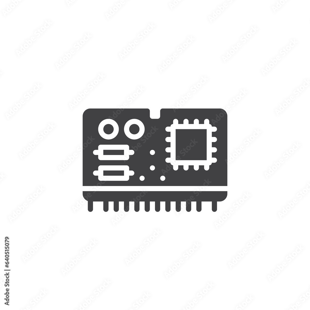 Circuit board with chip vector icon Circuit board with chip vector icon