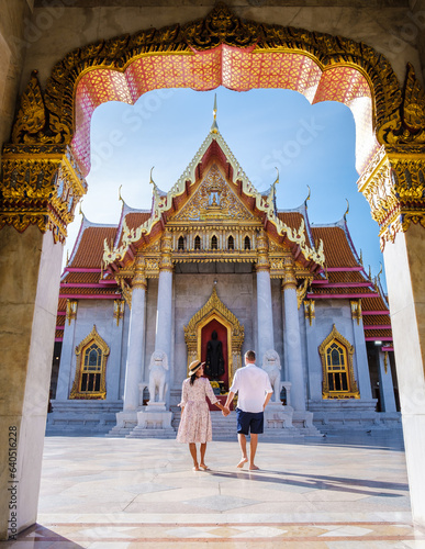 Canvas Print Wat Benchamabophit temple in Bangkok Thailand, The Marble temple in Bangkok