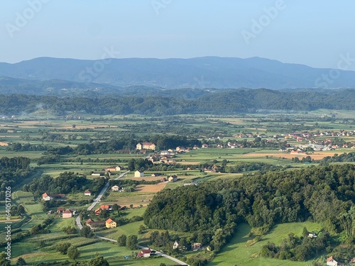 Wallpaper Mural View of forests, fields, villages and Zagorje hills, during a panoramic balloon flight over Croatian Zagorje - Croatia (Panoramski let balonom iznad Hrvatskog zagorja - Hrvatska) Torontodigital.ca