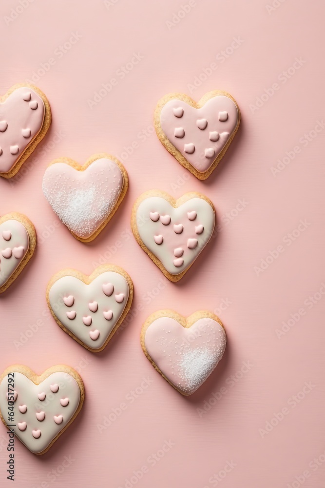 large heart-shaped cookie with a light pink background, details with pink sugar icing inside the cookie and crispy edge large heart-shaped cookie with a light pink background, details with pink sugar icing inside the cookie and crispy edge