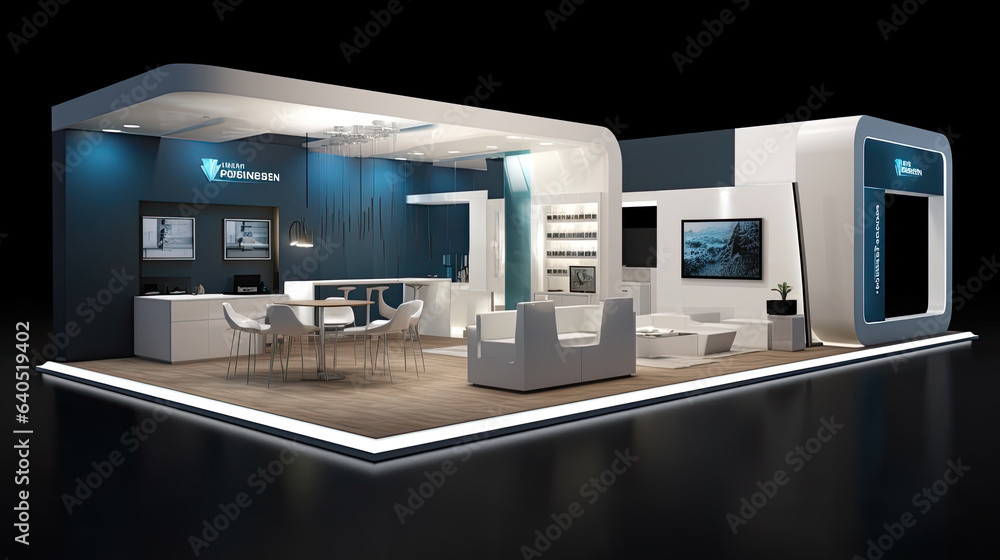 Commercial stand in an exhibition hall or a large professional salon ready to receive brands and advertisements Commercial stand in an exhibition hall or a large professional salon ready to receive brands and advertisements