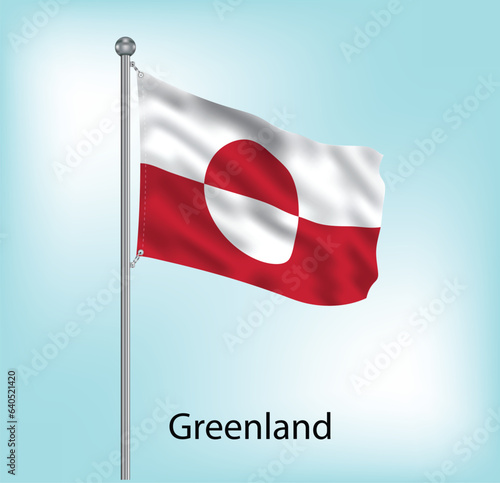Greenland waving flag on flagpole