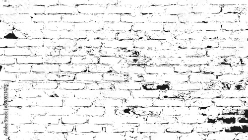 White black old brick wall. Grunge black and white brick wall pattern.