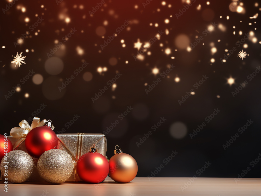 Christmas ornaments and star background with copy space holiday and happy new year concept Christmas ornaments and star background with copy space holiday and happy new year concept