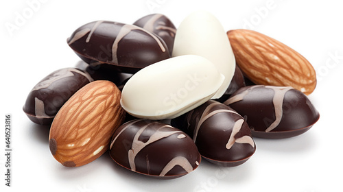 almond chocolate blast fly chocolate nuts isolated on white isolated