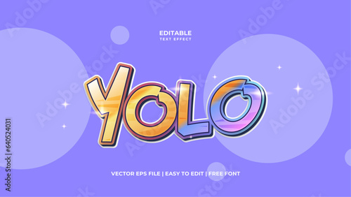 Yolo Editable 3D Text Effect Mockup. Glowing Graphic Style