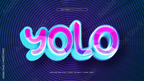 YOLO Modern text effect template with 3d bold type style and retro concept use for brand label and logotype