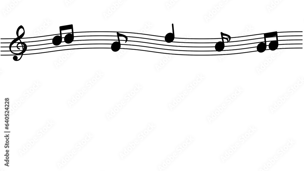 音符のライン(白黒)のイラスト 音符のライン(白黒)のイラスト