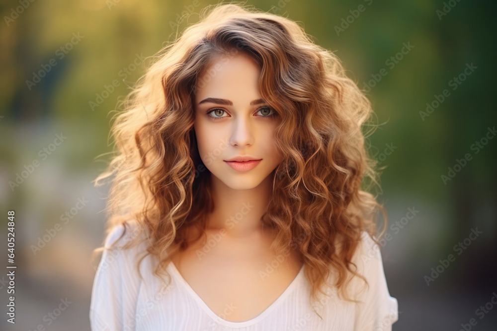 A Close Up Of A Woman With Curly Hair. Сoncept Curly Hair Care, Embracing Natural Beauty, Selflove, Diversity A Close Up Of A Woman With Curly Hair. Сoncept Curly Hair Care, Embracing Natural Beauty, Selflove, Diversity