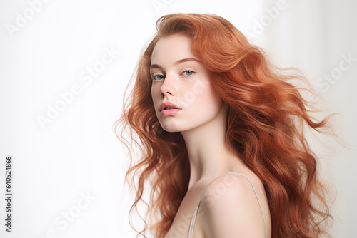 A Woman With Red Hair Is Posing For A Picture
