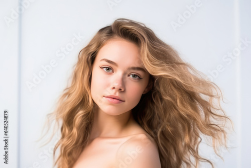 Graceful Young Woman Model On White Background . Сoncept Fashionable Outfits On A White Background, Youthful Beauty In Photoshoots, Graceful Models Photography, The Art Of Posing