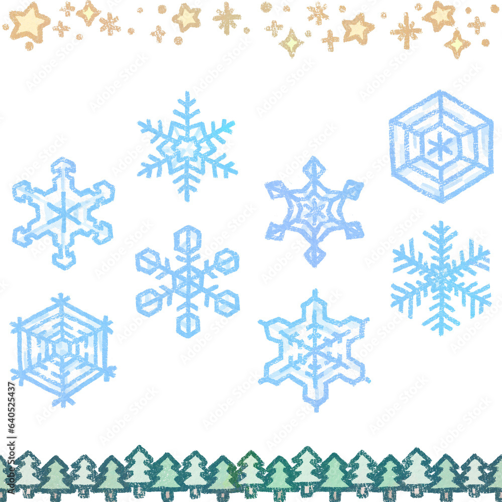 Fototapeta premium 手描き風の雪の結晶