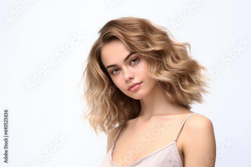 Charming Young Woman Model On White Background . Сoncept Bold Beauty, Unique Style, Confidence In Photos, Captivating Fashion