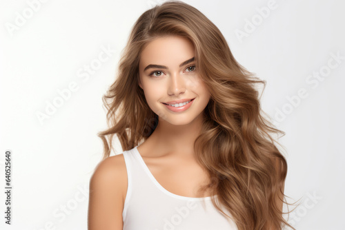 Fototapeta Charming Young Woman Model On White Background