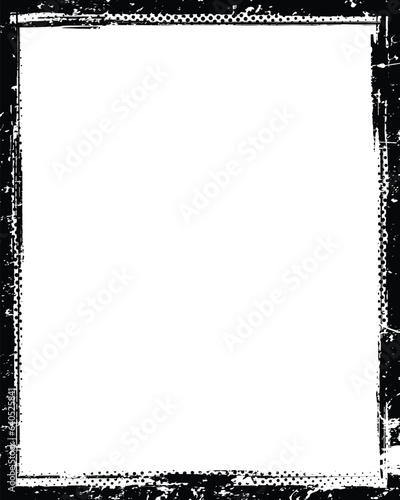 Detailed Grunge Photo frame in Black and white & Texture Background.